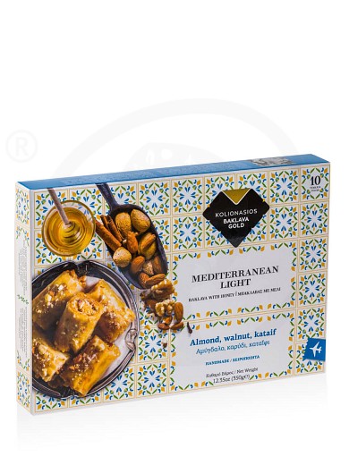 «Baklava Mediterranean Light» walnut 10pcs box from Ioannina "Kolionasios" 12.3oz