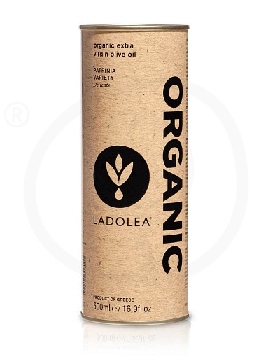 Corinthian organic extra virgin olive oil «Patrinia» "Ladolea" tin 16.9fl.oz