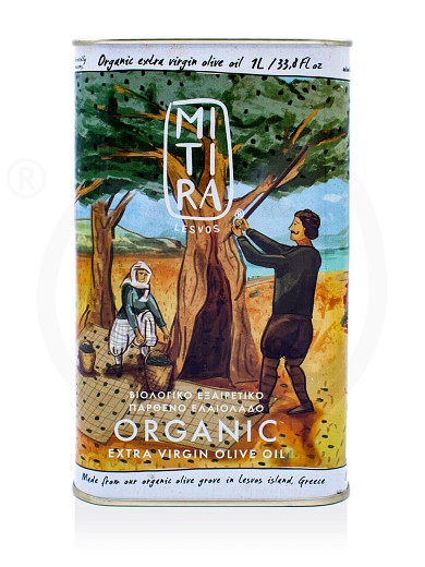 Organic extra virgin olive oil «Mitira Lesvos», from Lesvos "Rizopoulos" Tin 33.8 fl.oz