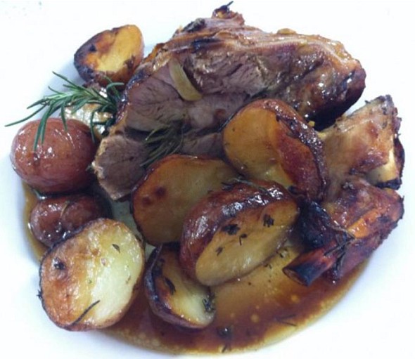 Honey roasted lamb with herbs and potatoes