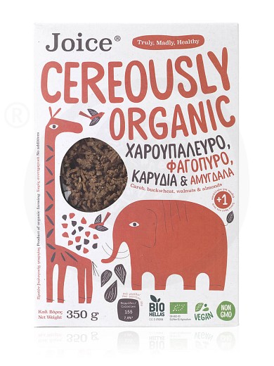 Βιολογικά δημητριακά με χαρουπάλευρο & φαγόπυρο, καρύδια & αμύγδαλα «Cereously Organic» "Joice Foods" 350g