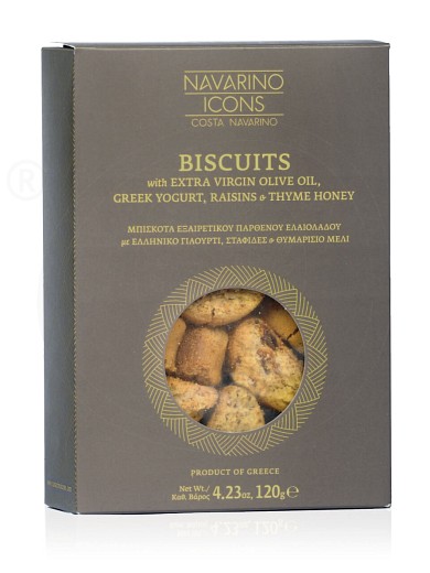 Χειροποίητα μπισκότα ελαιολάδου με γιαούρτι, σταφίδες & θυμαρίσιο μέλι, Μεσσηνίας "Navarino Icons" 120g