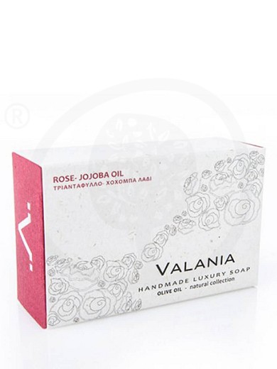 Χειροποίητο σαπούνι με ελαιόλαδο, τριαντάφυλλο & λάδι χοχόμπα "Valania" 120g