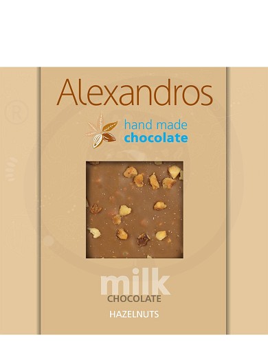 Χειροποίητη σοκολάτα γάλακτος με φουντούκια "Alexandros" 90g