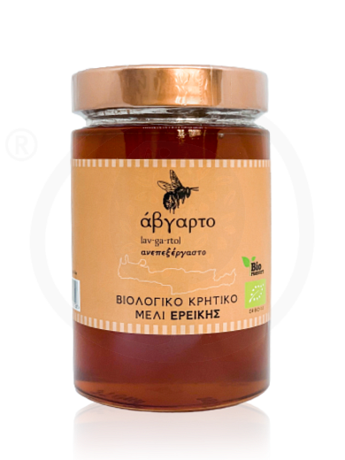 Βιολογικό μέλι ερείκης Κρήτης "Αβγαρτο" 500g