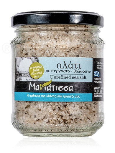 Θαλασσινό αλάτι με αρωματικά βότανα, Μάνης "Μανιάτισσα" 160g