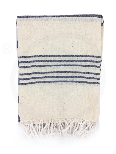 Cotton striped hammam towel blue - white 100x200cm