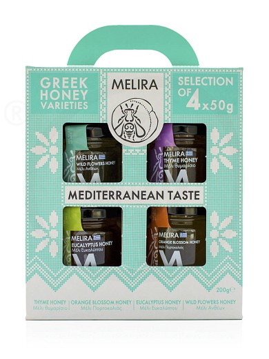 Gift set «Mediterranean Taste» with honey varieties, from Attica "Melira" 4x50g