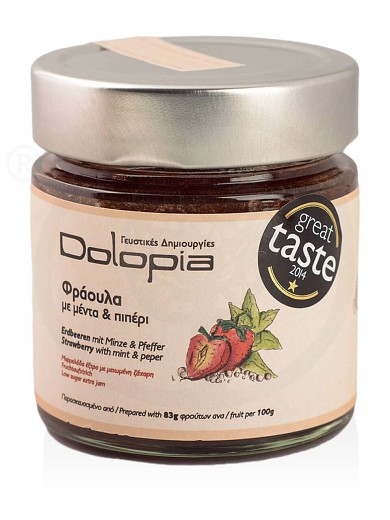 Handmade strawberry jam with mint & pepper, from Fthiotida "Dolopia" 280g
