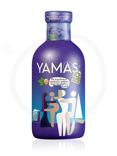No added sugar green ice tea with honey & blueberry juice from Attica "Yamas" 355ml
