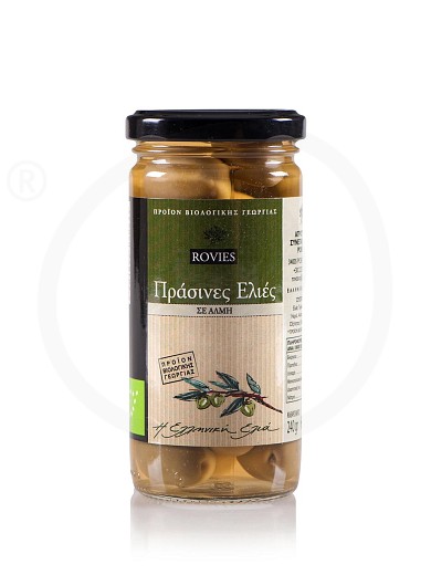 Organic green olives from Evia "Rovies" 210g
