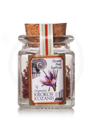 Organic red saffron stigmas from Kozani "Kozani Saffron Cooperative" 1g 
