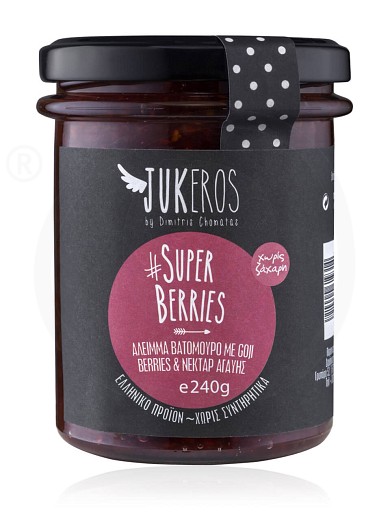 Sugar free rasberries & goji berries spread with agave «Super Berries», from Attica "Jukeros" 240g