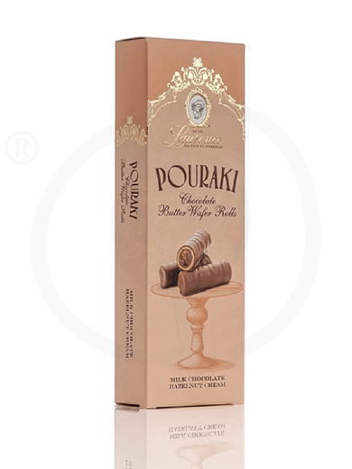 Wafer roll with milk chocolate and hazelnut cream filling «Pouraki», from Thessaloniki "Laurence" 110g 