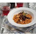 Octopus with aromatic herbs and barley-shaped pasta