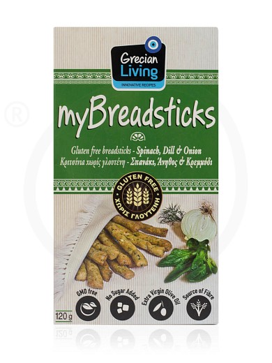 Gluten-Free breadsticks with spinach, dill & onion, from Attica "Grecian Living" 120g