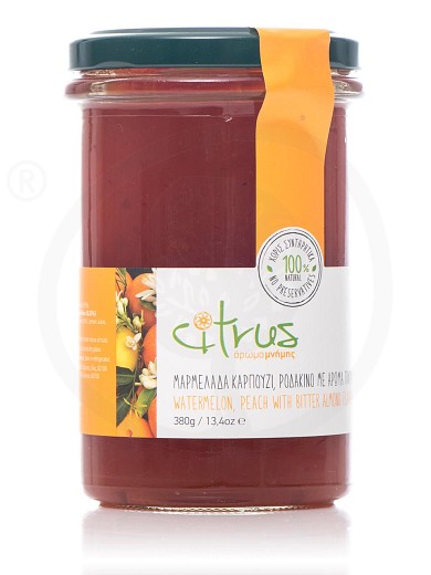 Handmade watermelon & peach jam, with bitter almond flavor, from Chios "Citrus" 380g