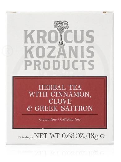 Herbal tea with cinnamon, clove & Greek Saffron, from Kozani "Krocus Kozanis Products" 18g