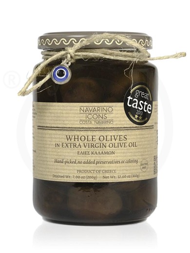 Kalamata olives in extra virgin olive oil "Navarino Icons" 360g