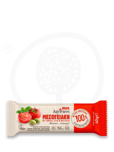 Mediterranean plant based legume protein bar with tomato, olive & basil, from Lamia "Agrifarm Premium Products" 40g