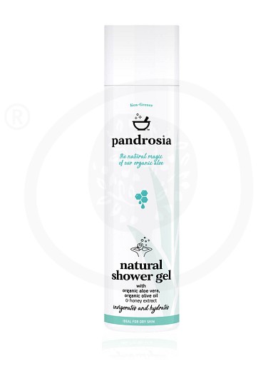 Natural shower gel with organic aloe vera, organic olive oil & honey extract, from Kos "Pandrosia" 250ml