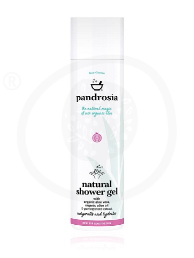 Natural shower gel with organic aloe vera, organic olive oil & pomegranate extract, from Kos "Pandrosia" 250ml