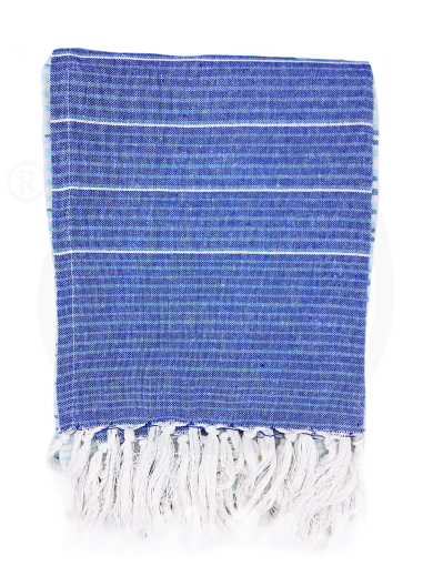 Cotton striped hammam towel dark & ligh blue shades 100x200cm
