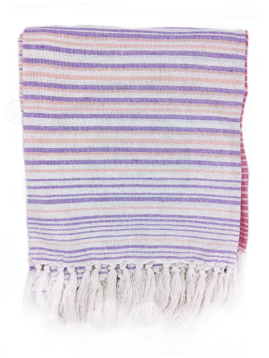 Cotton striped hammam towel purple - pink shades 100x200cm