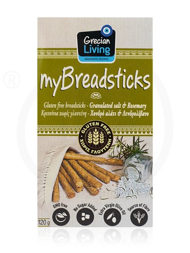 Gluten-free breadsticks with coarse salt & rosemary, from Attica "Grecian Living" 42g