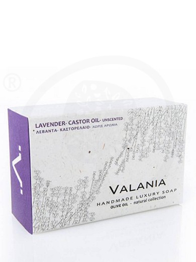 Handmade luxury soap with olive oil, levender & castor oil, from Attica "Valania" 120g