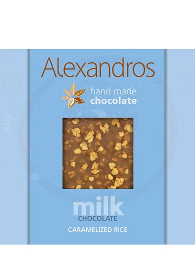 Handmade milk chocolate with caramelized rice from Attica "Alexandros" 90g 