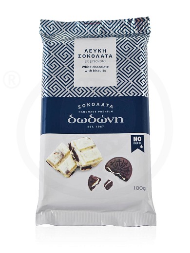 Handmade white chocolate with biscuit "Dodoni" 100g