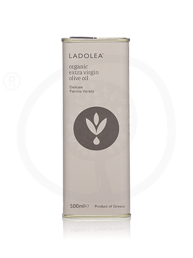 Organic corinthian extra virgin olive oil «Patrinia» "Ladolea" Tin 500ml