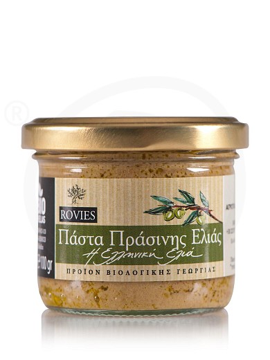 Organic green olive paste from Evia "Rovies" 180g