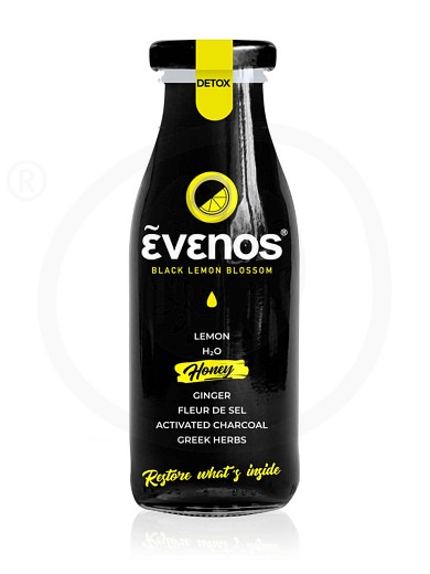 Βιολογική μαύρη λεμονάδα με ενεργό άνθρακα, μέλι & βότανα "Evenos" 250ml