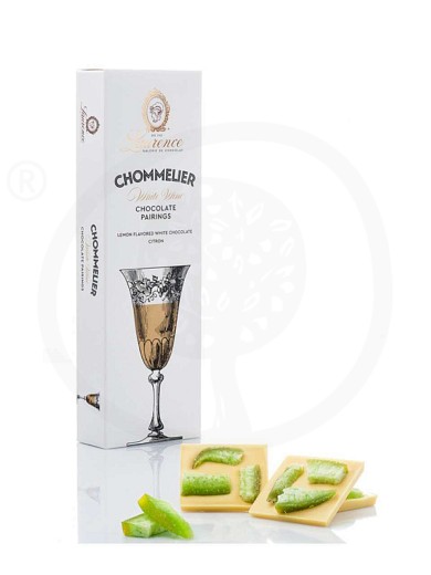 Chommelier White Wine λευκής σοκολάτας με άρωμα λεμονιού και κομματάκια κίτρου, Θεσσαλονίκης "Laurence" 100g