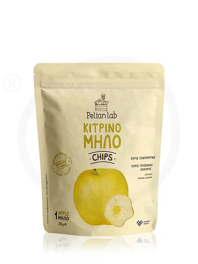 Chips κίτρινου μήλου σε φέτες, χωρίς ζάχαρη, Πηλίου "Pelian Lab" 20g