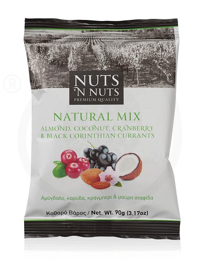 Μίγμα με αμύγδαλο, καρύδα, κράνμπερι & μαύρη σταφίδα «Natural Mix» "Nuts 'n Nuts" 90g