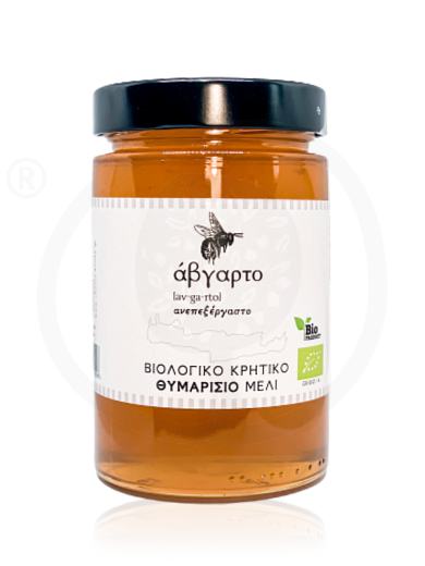 Βιολογικό θυμαρίσιο μέλι Κρήτης "Άβγαρτο" 500g
