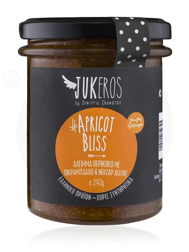 Άλειμμα βερίκοκο με πικραμύγδαλο & νέκταρ αγαύης «Apricot Bliss», χωρίς ζάχαρη "Jukeros" 240g