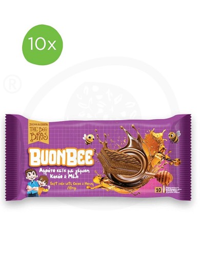10 pieces of Soft cake with cocoa & honey filling "Buonbee", from Evia «The Bee Bros» "Stayia Farm" 25g