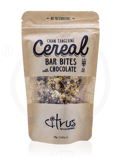 Chian tangerine cereal bar bites with chocolate, from Chios "Citrus" 70g