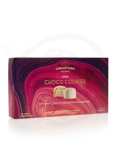 Choco cookies with white chocolate coating and almonds, from Kavala "Chrisanthidis" 200g