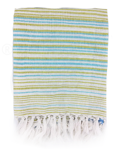 Cotton striped hammam towel blue - green shades 100x200cm
