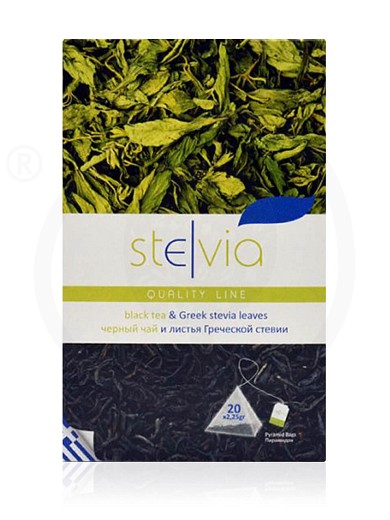 Greek stevia leaves with black tea, from Attica "Stelvia" 45g