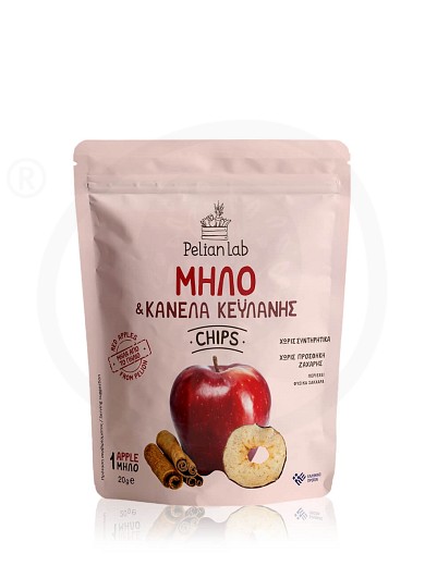 No added sugar red apple chips with cinnamon, from Pelion "Pelian Lab" 20g