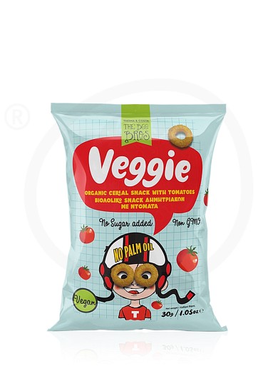 No added sugar veggie & organic cereal snack with tomatoes, from Evia «The Bee Bros» "Stayia Farm" 30g