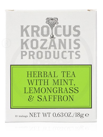 Herbal tea with mint, lemongrass & Greek Saffron, from Kozani "Krocus Kozanis Products" 18g