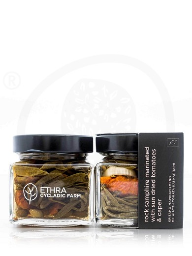 Organic rock samphire marinated with sun dried tomatoes & caper, from Syros island "Ethra Cycladic Farm" 190g