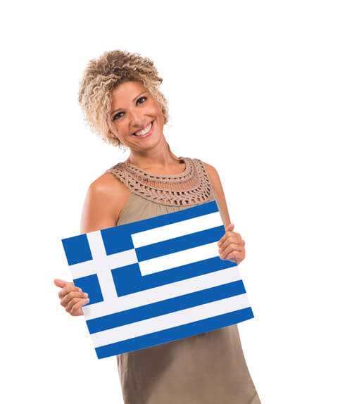 Holding Greek Flag